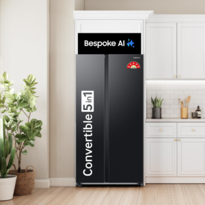 Samsung 633 L, 3 Star, Frost Free, Double Door, Convertible 5-in-1 Digital Inverter, Side By Side Refrigerator with AI, WiFi & Water & Ice Dispenser
